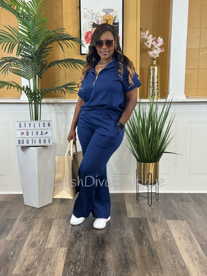 Polished Ease Half Zip Set Up to 3XL (Lt Navy)