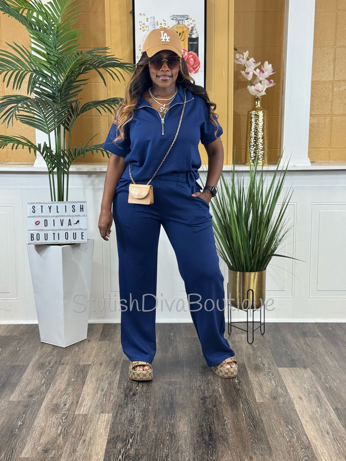Polished Ease Half Zip Set Up to 3XL (Lt Navy)