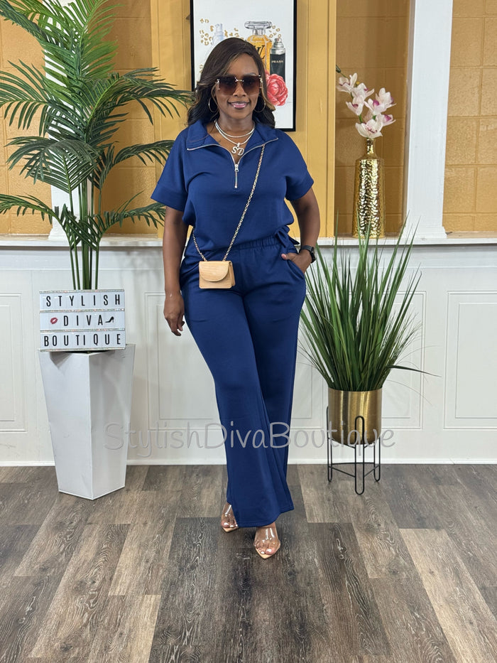 Polished Ease Half Zip Set Up to 3XL (Lt Navy)