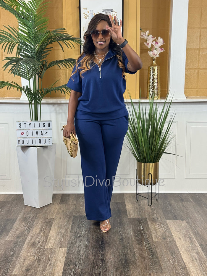 Polished Ease Half Zip Set Up to 3XL (Lt Navy)