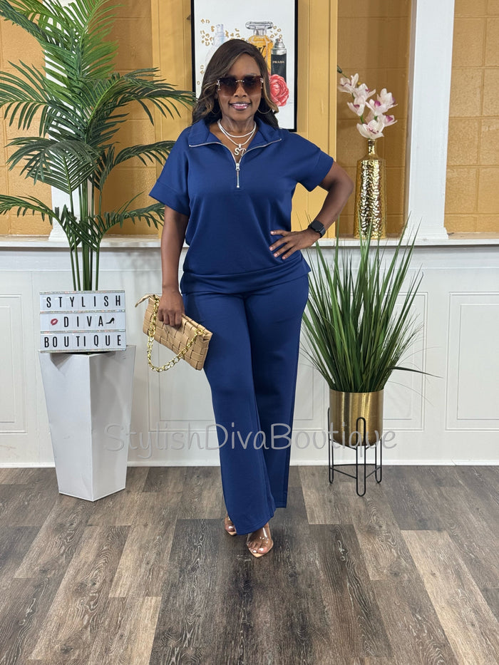 Polished Ease Half Zip Set Up to 3XL (Lt Navy)