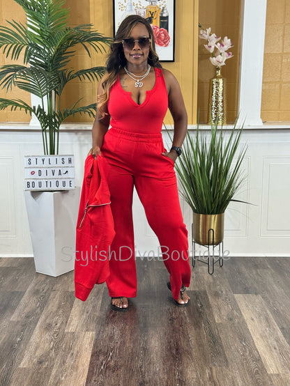 Polished Ease Half Zip Set Up to 3XL (Red)