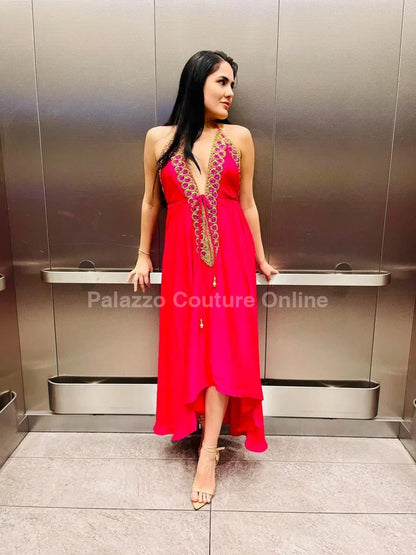Private Oasis Maxi Dress ( Hot Pink)