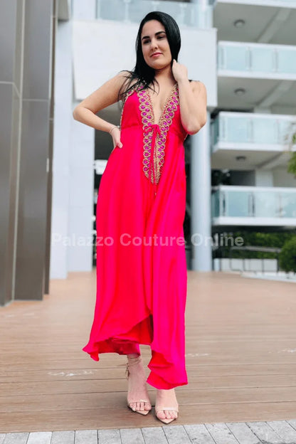 Private Oasis Maxi Dress ( Hot Pink)