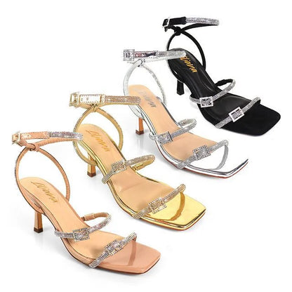 Radiance Julieta Rhinestone Buckle Heels  - (Nude)