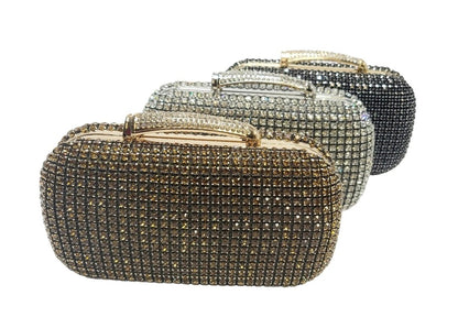 Radiant Elegance Black Crystal Clutch