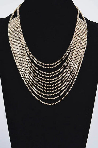 Radiant Luxe Rhinestone Layered Necklace - Gold
