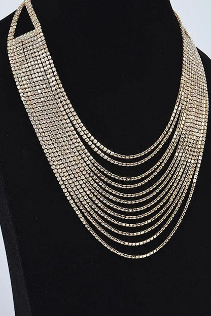 Radiant Luxe Rhinestone Layered Necklace - Gold