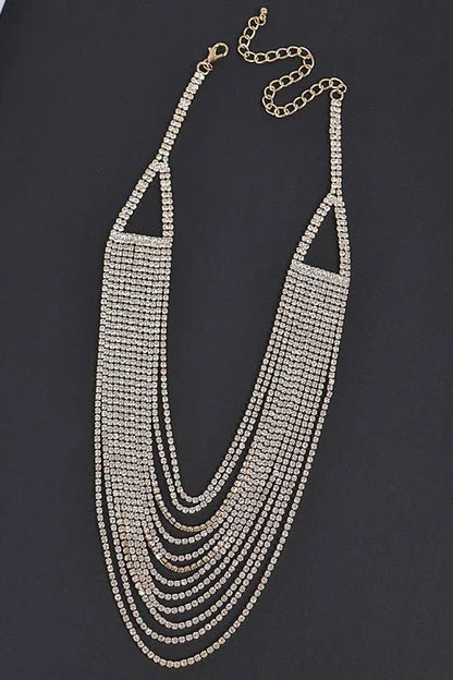 Radiant Luxe Rhinestone Layered Necklace - Gold