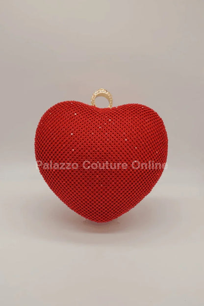 Red Heart Clutch – Rhinestone Sparkle Evening