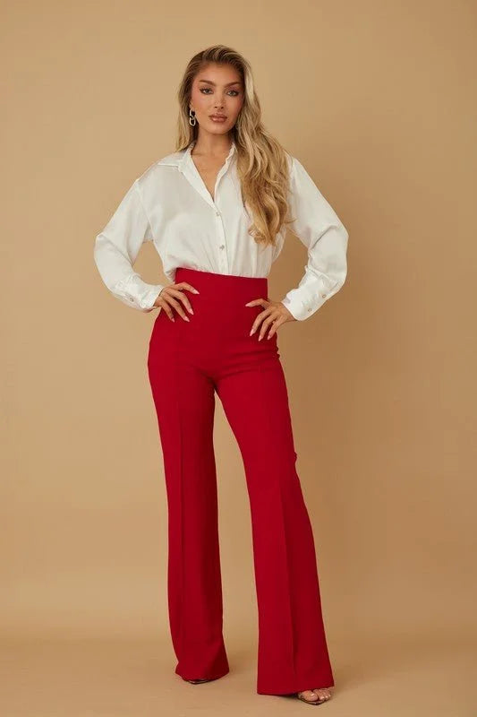 Return to Me Wide Pants (Red) – High Waist Red Wide Pants
