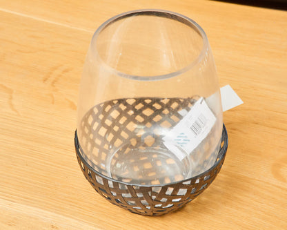 'Reena I' Small Black Woven Metal Candle Holder