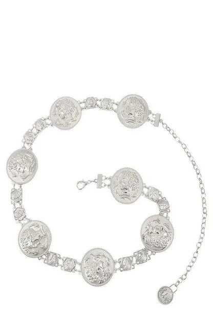 Regal Greek Coin Linked Metal Belt (Gold)