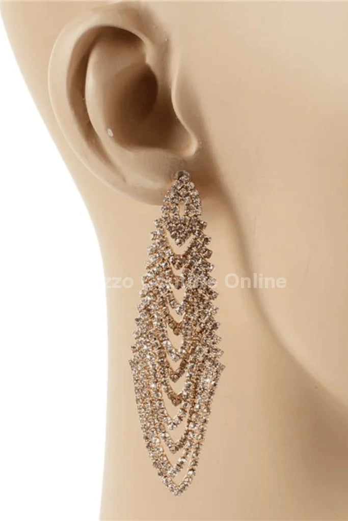 Rhinestone Chandelier Earrings with Geometric Bridal