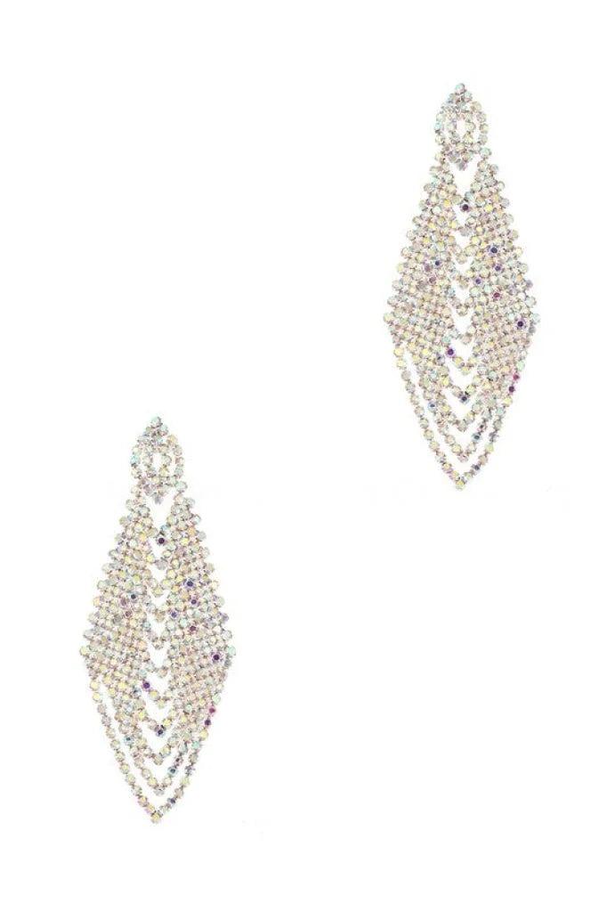 Rhinestone Chandelier Earrings with Geometric Bridal