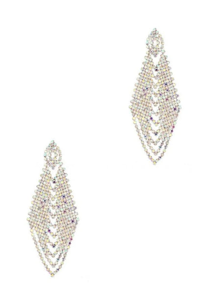 Rhinestone Chandelier Earrings with Geometric Bridal