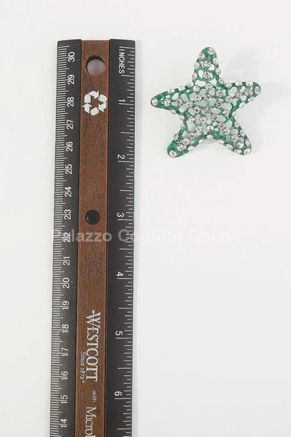 Rhinestone Starfish Earrings in Green