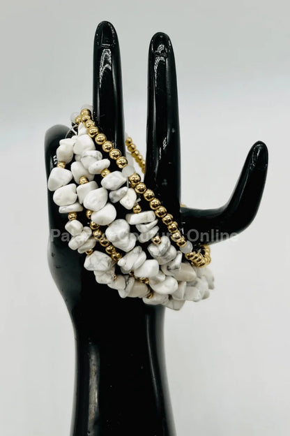 Rocio Mix  Beaded Bracelet (White & Gold)