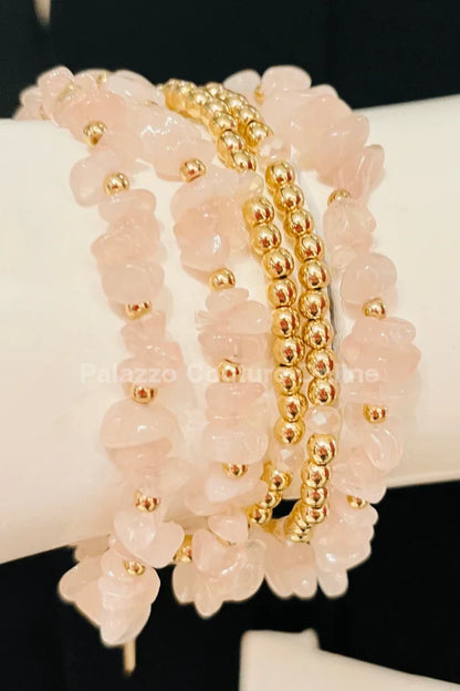 Rocio Mix  Beaded Quartz Bracelet (Pink & Gold)