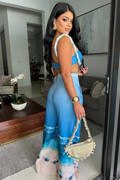 Romantic Getaway Pant Set - Blue