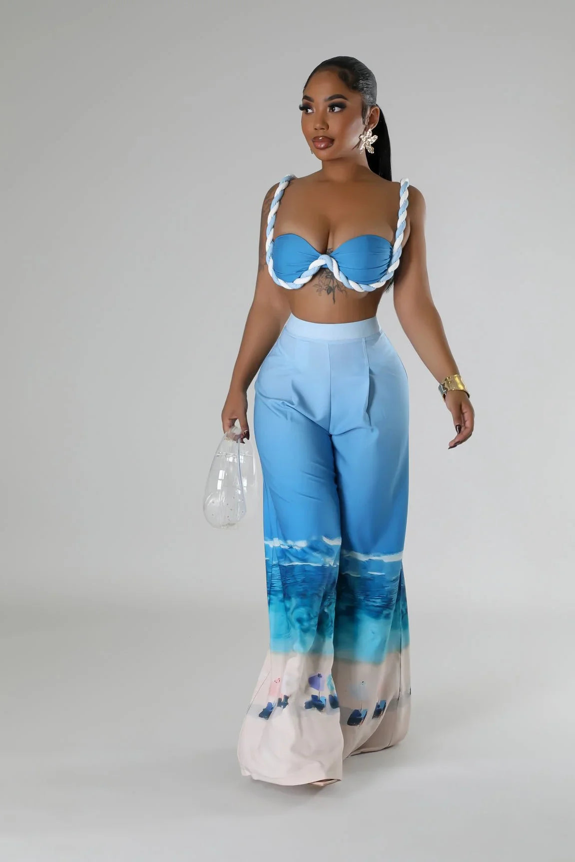 Romantic Getaway Pant Set - Blue