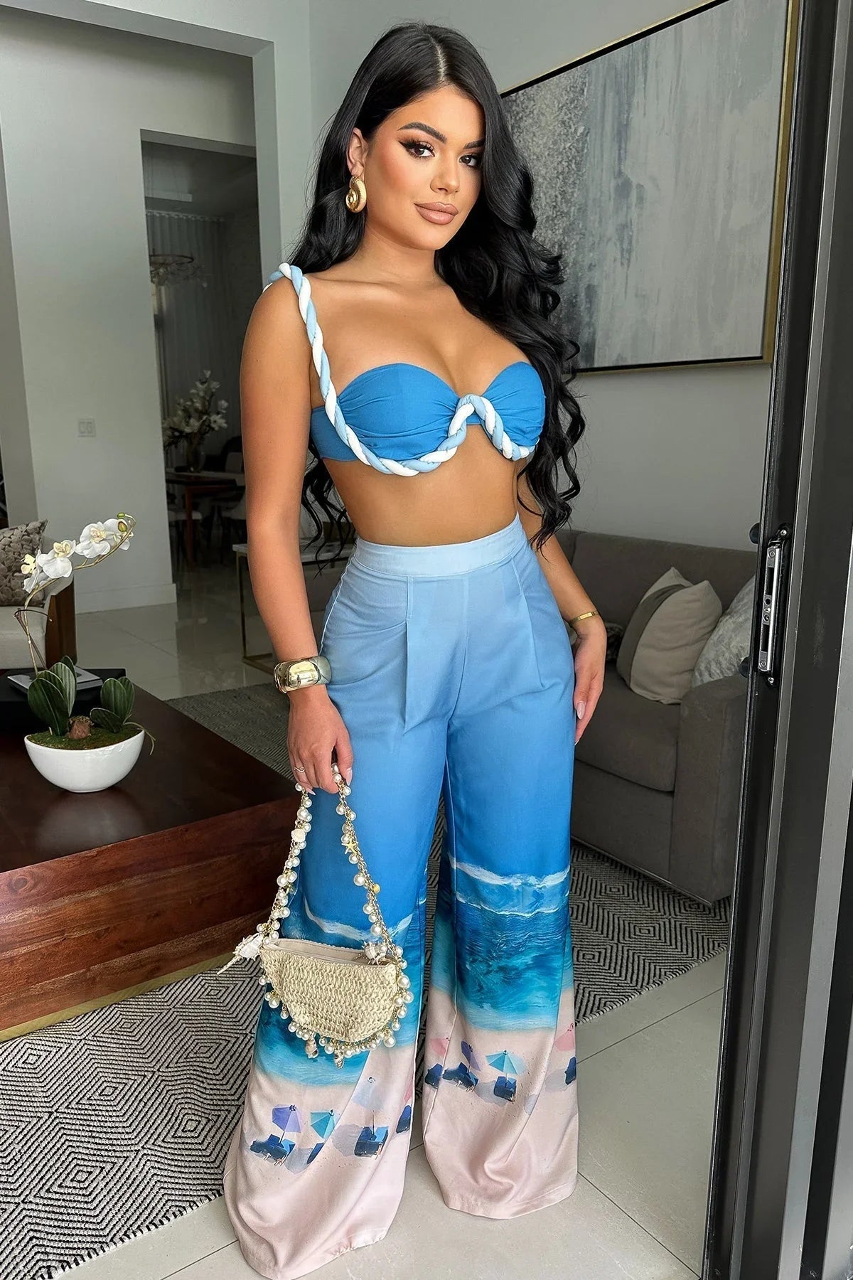 Romantic Getaway Pant Set - Blue