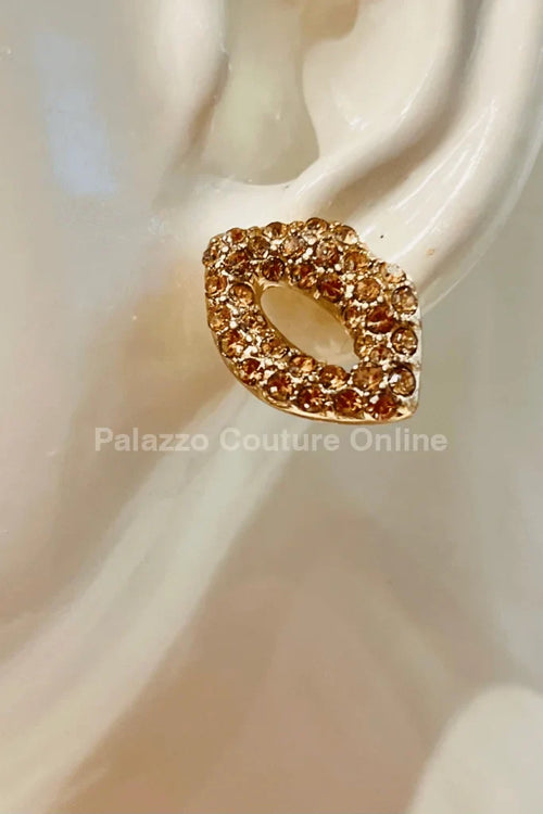 Ruby Pout Sparkle Stud Earrings
(Gold)