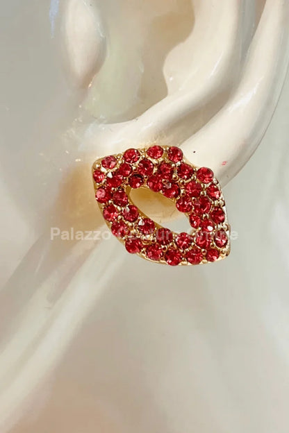 Ruby Pout Sparkle Stud Earrings (Pink)