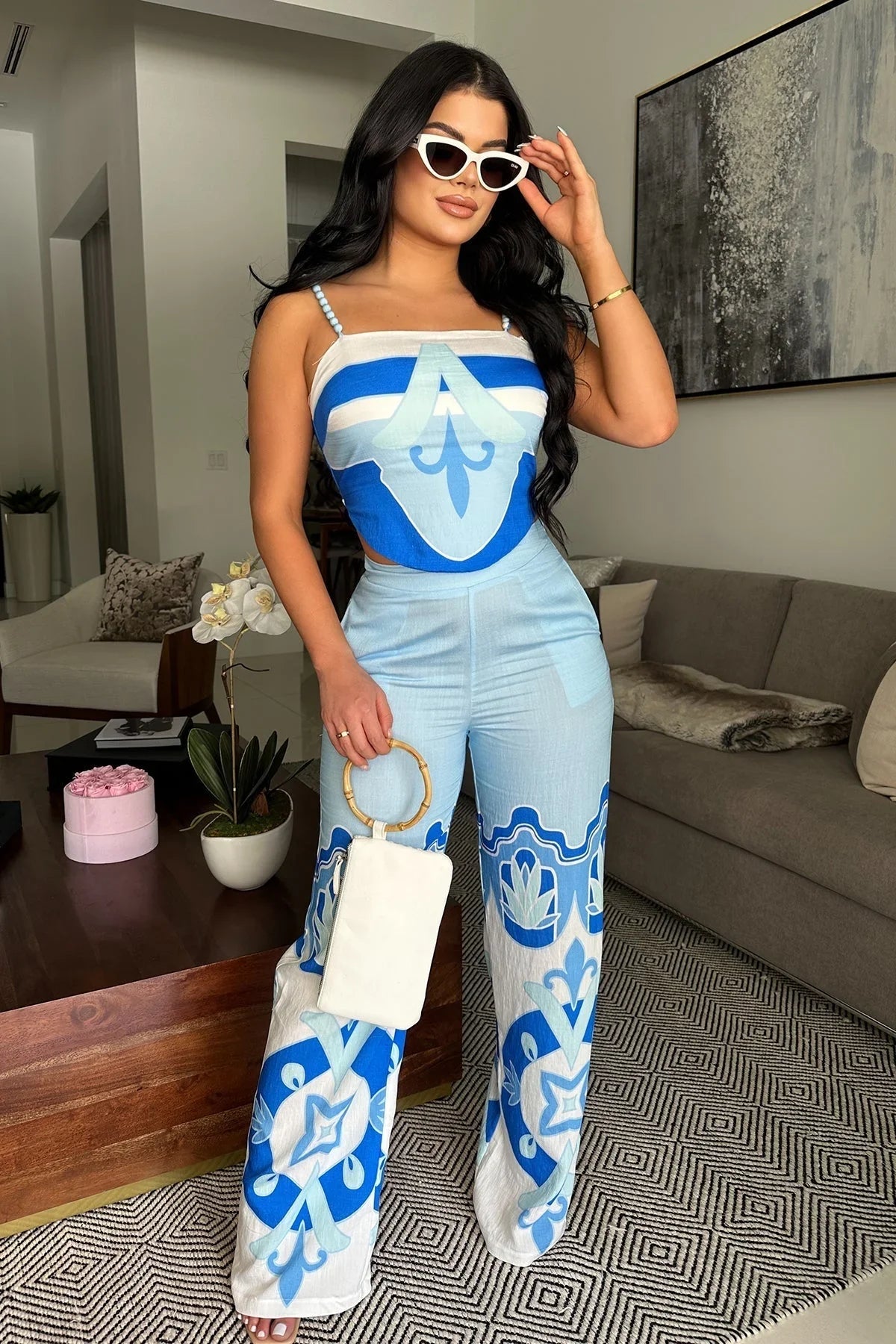 Santorini Dreams Printed Pant Set