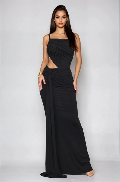 Sculpted Siren Cutout Maxi Dress- Black