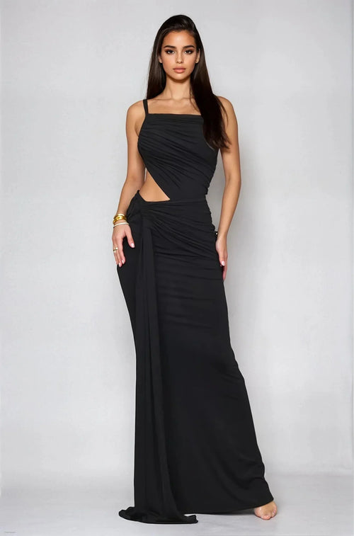 Sculpted Siren Cutout Maxi Dress- Black
