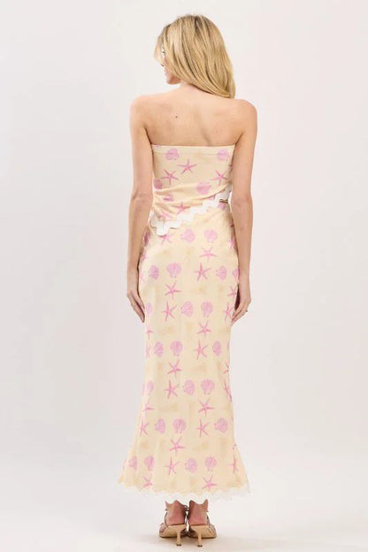Seashell Muse Mermaid Skirt Set – Pale Yellow Two-Piece