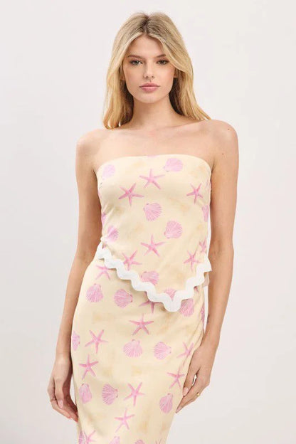 Seashell Muse Mermaid Skirt Set – Pale Yellow Two-Piece