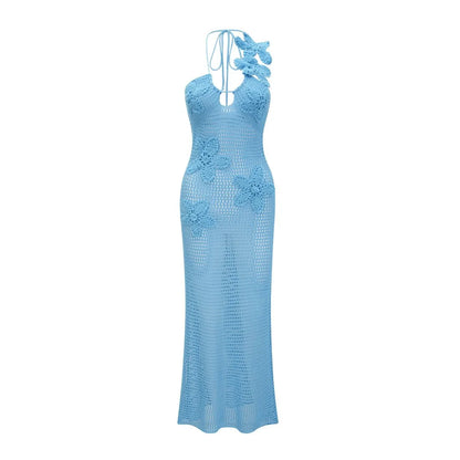 Seaside Bloom Sheer Maxi Cover-Up Turquoise