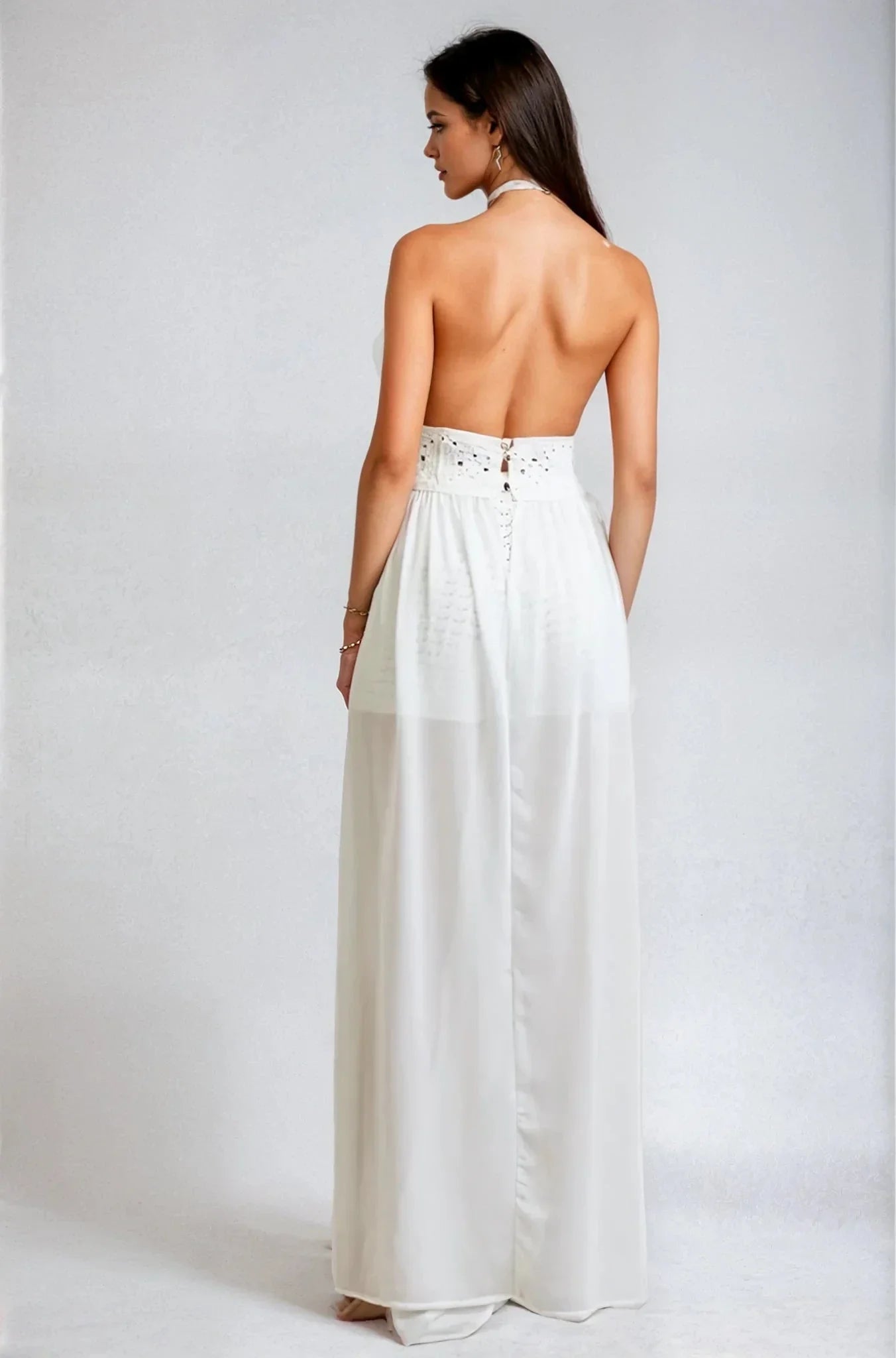 Seaside Blossom Crochet Chiffon Shorts Set – White