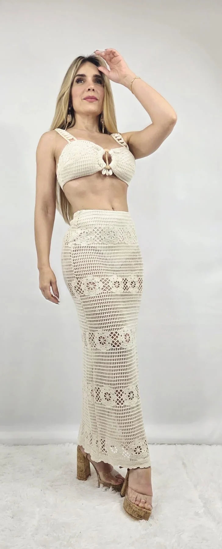 Seaside Charm Crochet 
Skirt Set (Ivory)