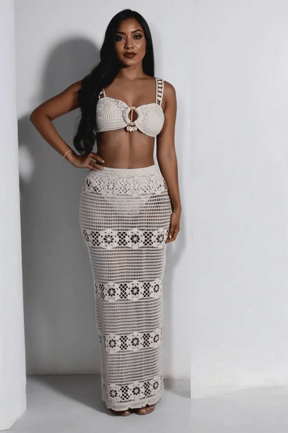 Seaside Charm Crochet 
Skirt Set (Ivory)