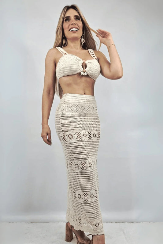 Seaside Charm Crochet 
Skirt Set (Ivory)