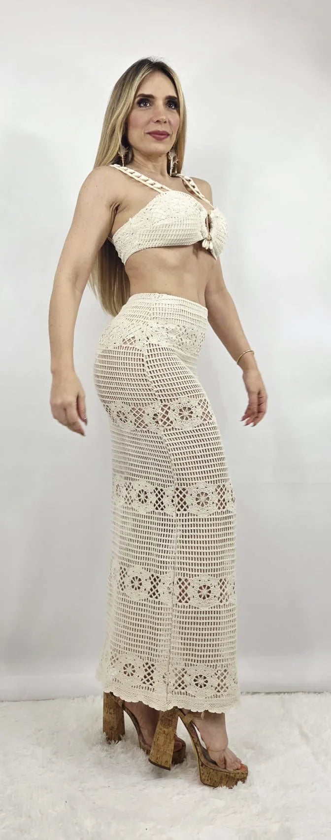 Seaside Charm Crochet 
Skirt Set (Ivory)
