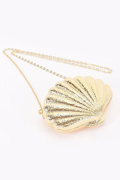 Seaside Glam Metallic Shell Clutch - Gold