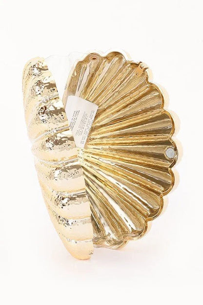 Seaside Glam Metallic Shell Clutch - Gold