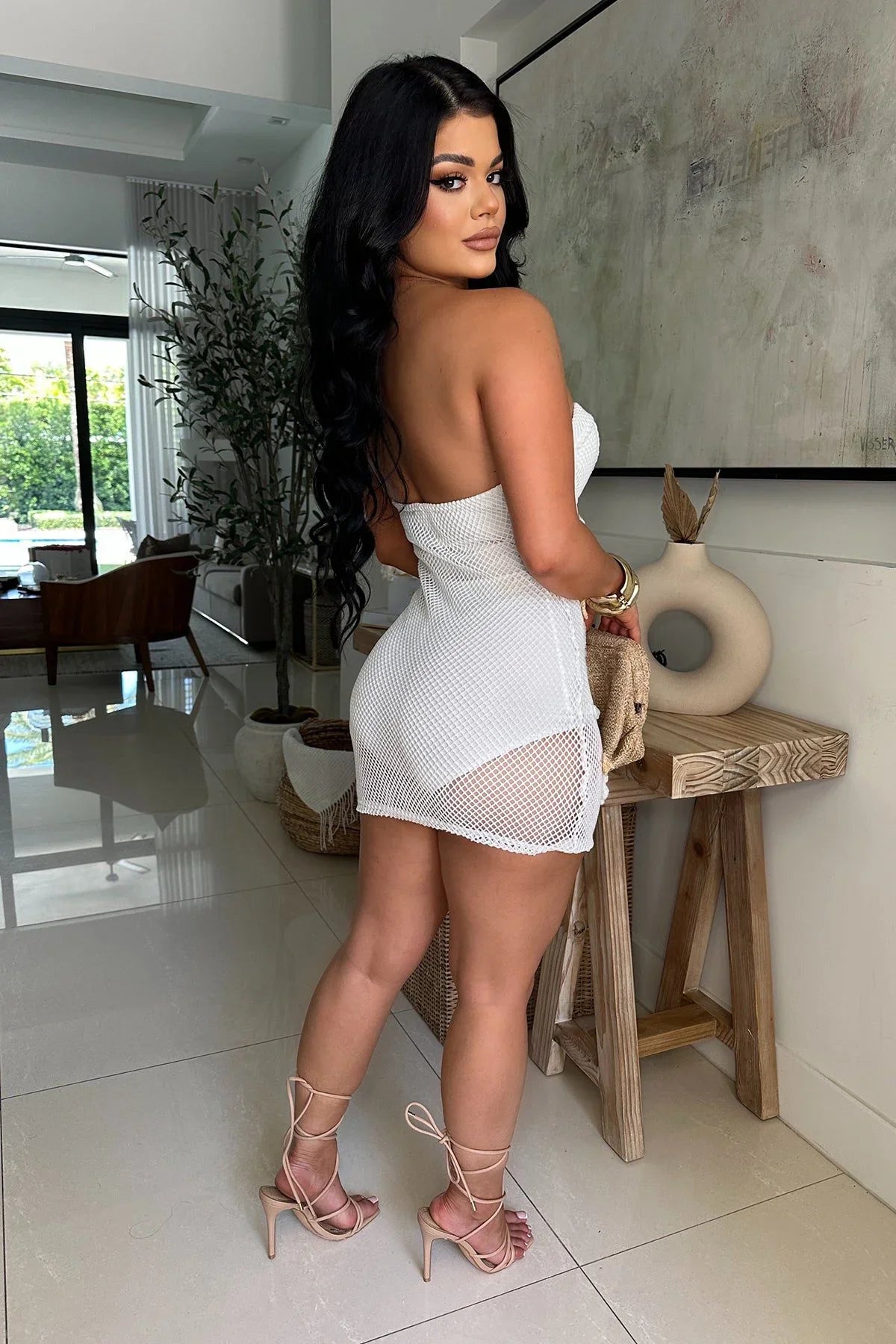 Seaside Treasures Mesh Mini Dress - White