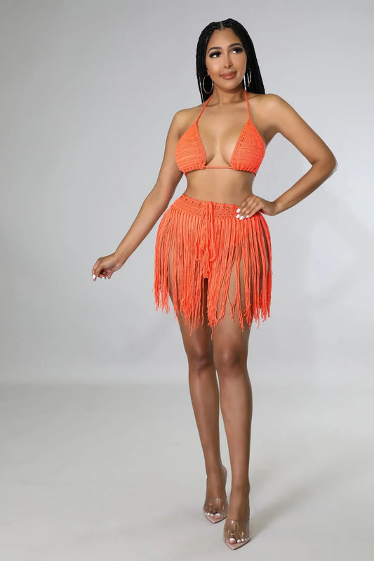 Seaside Weekends Crochet Cover Up Two Piece Set