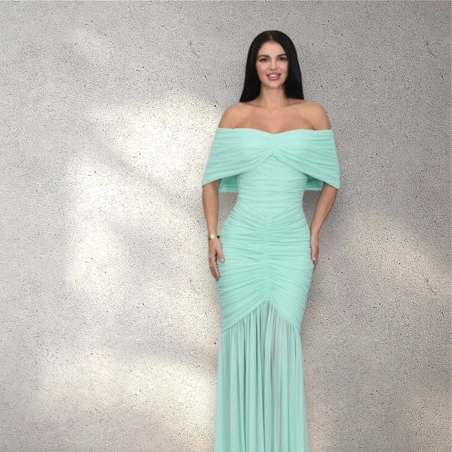 Seraphina Draped Elegance Gown Maxi Dress - Mint