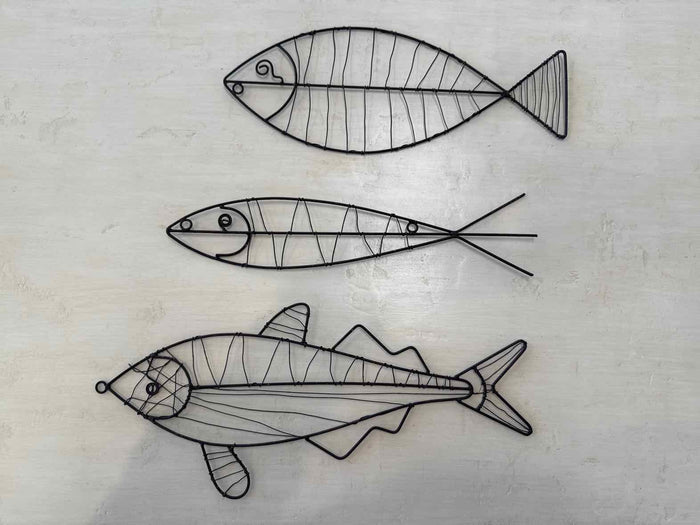 Set of 3 Wire Fish Wall Art