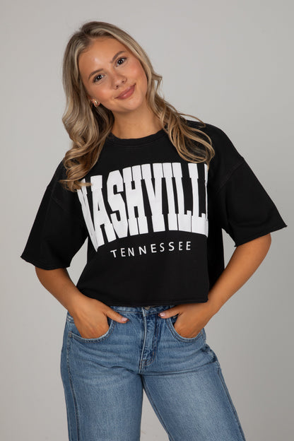 Black Nashville Tennessee Cropped Tee