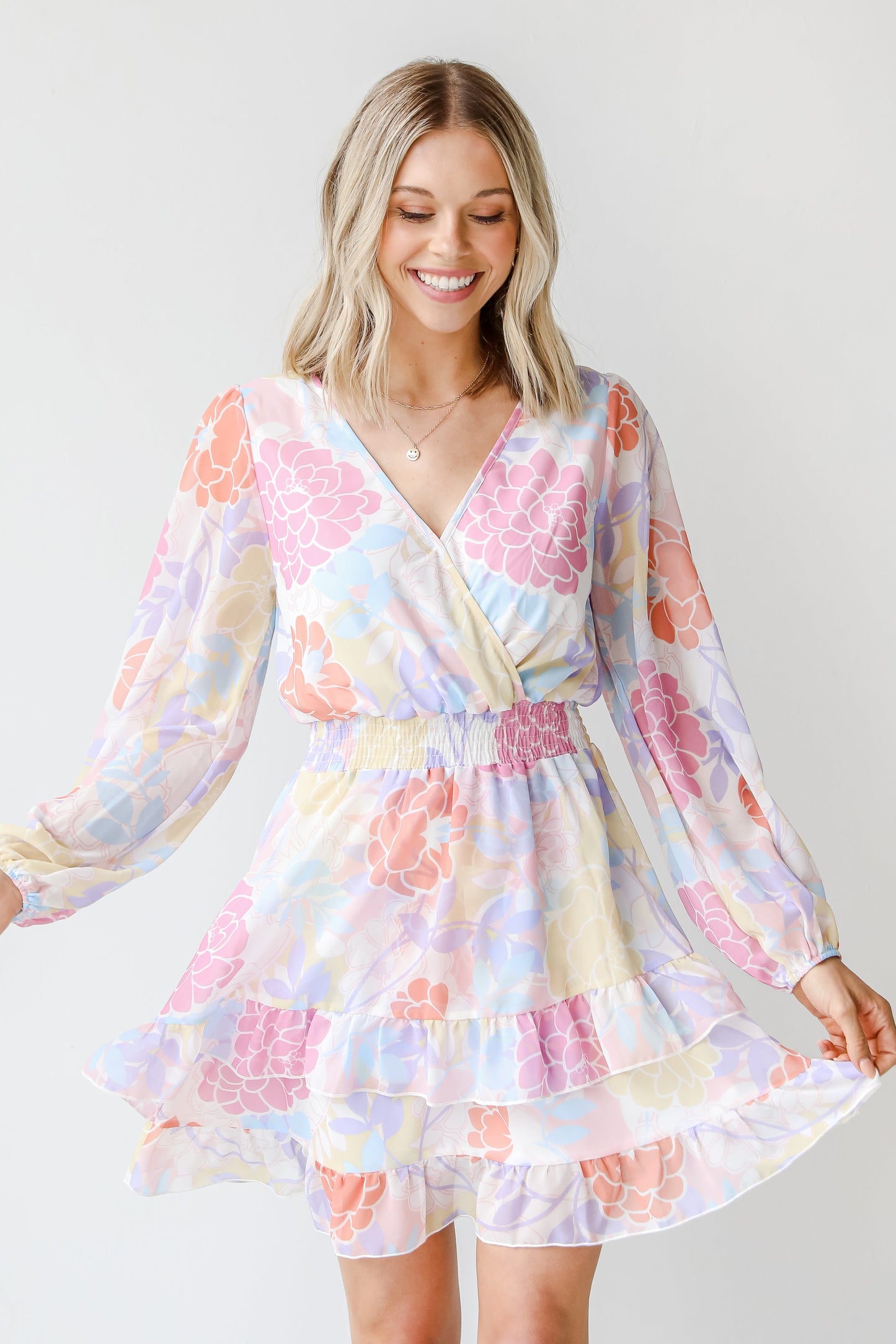 Bouquet Of Blooms Floral Mini Dress