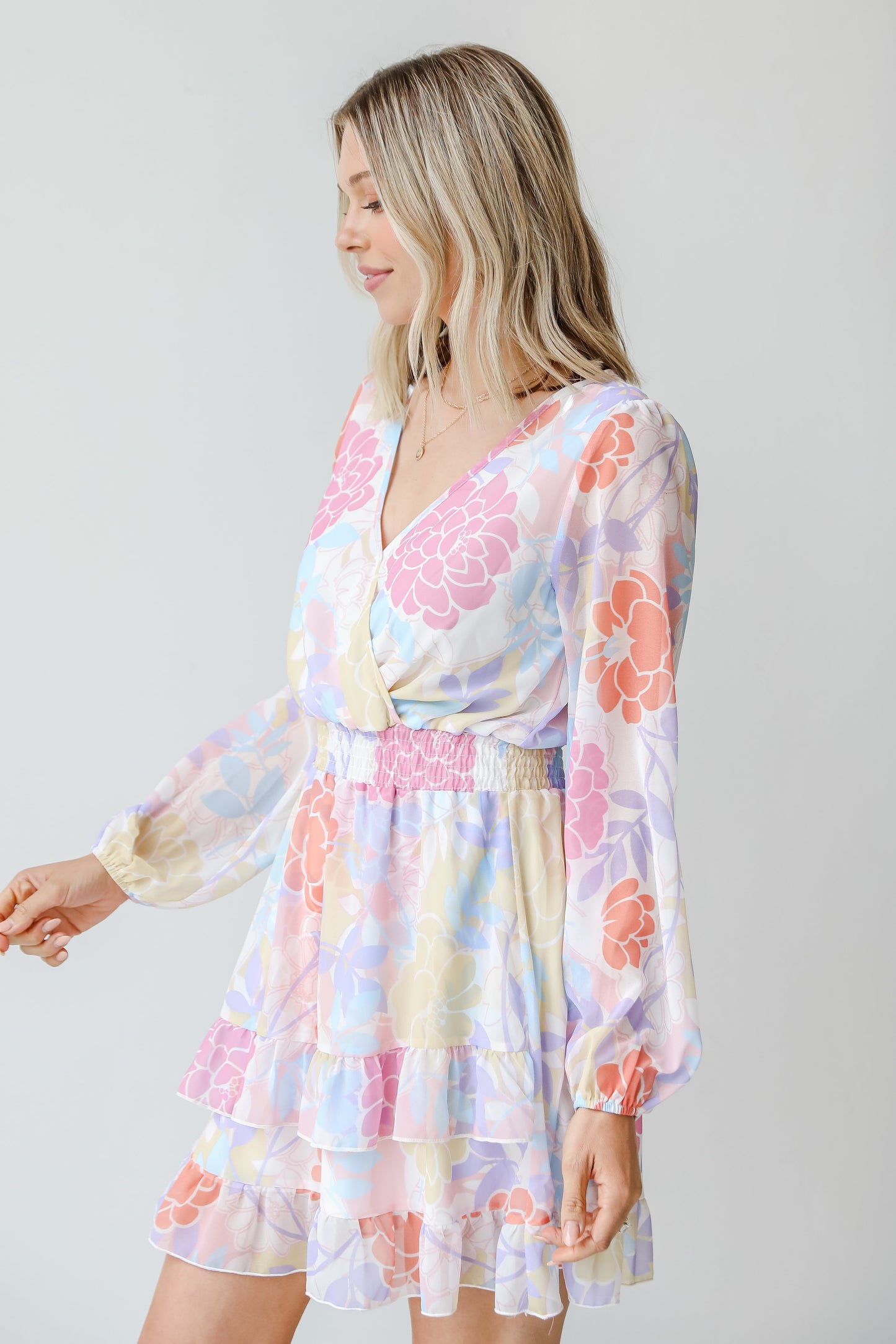 Bouquet Of Blooms Floral Mini Dress