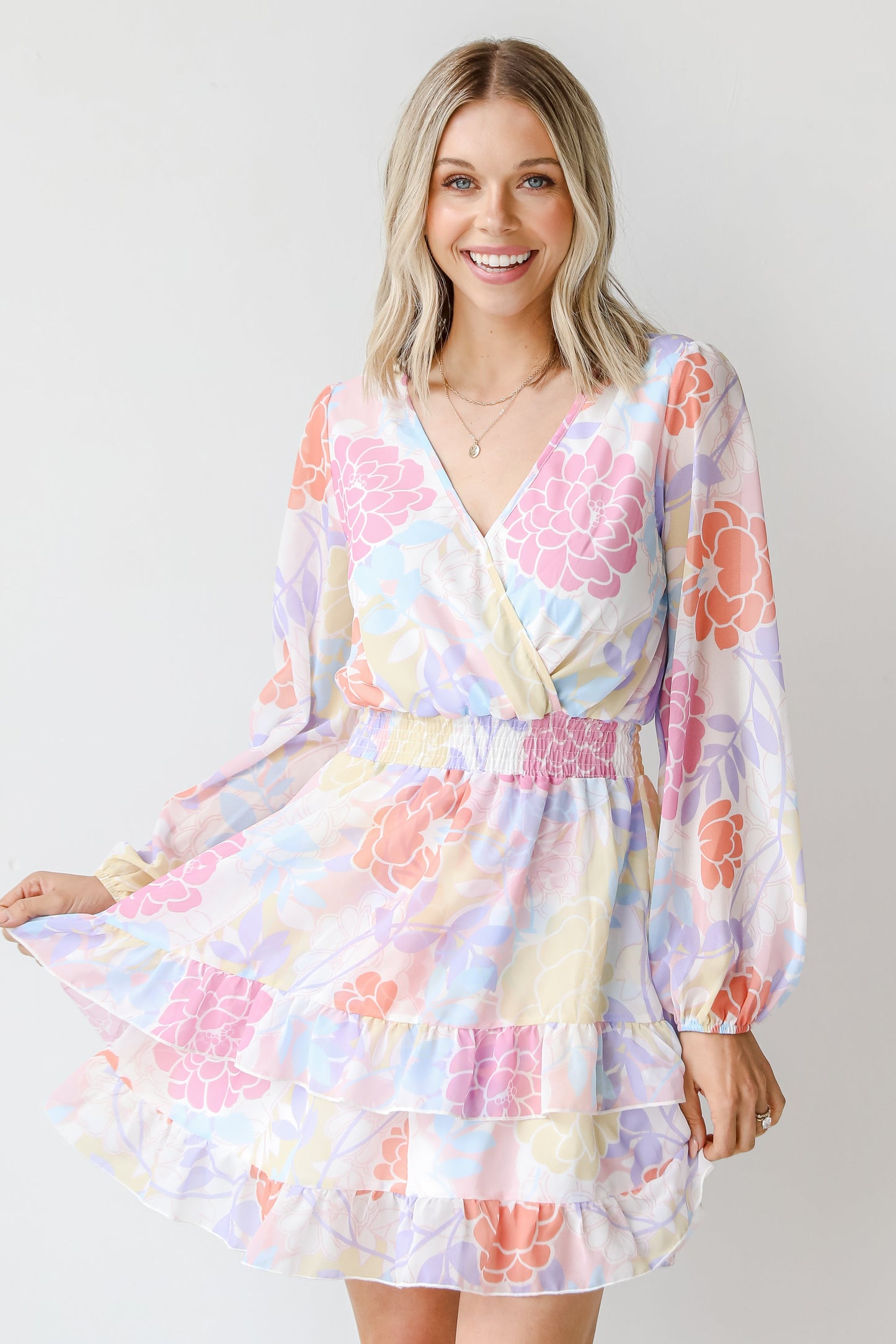 Bouquet Of Blooms Floral Mini Dress