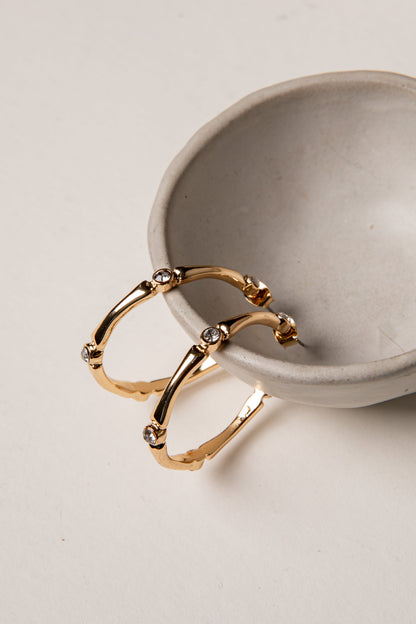 Ciara Gold Rhinestone Hoop Earrings